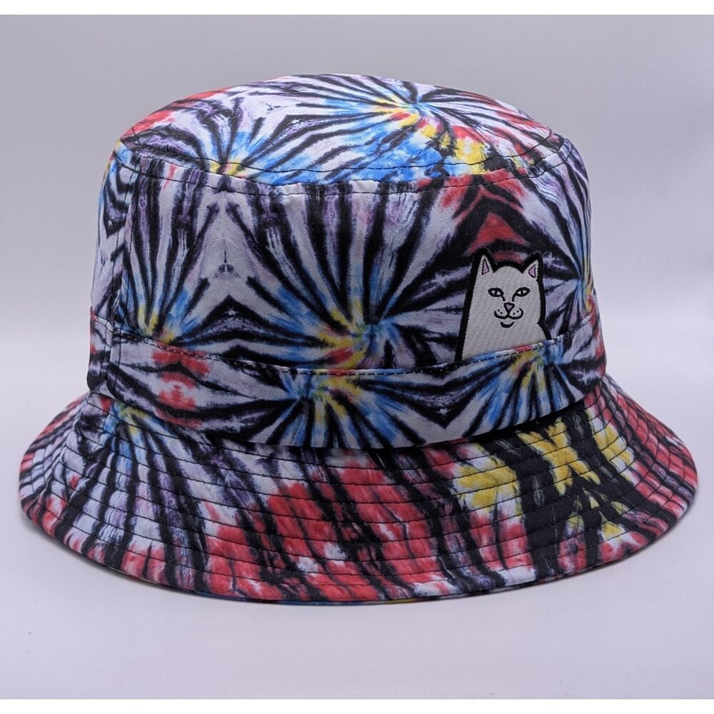 Ripndip Bucket Cap Hat Tie Dye Colorful Rainbow Festival Wear Cat Kitty Funny